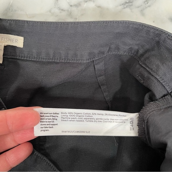 Eileen Fisher Gray Organic Cotton Hemp Blend Twill  Chino Pants Ankle Tapered 10 - Picture 8 of 8